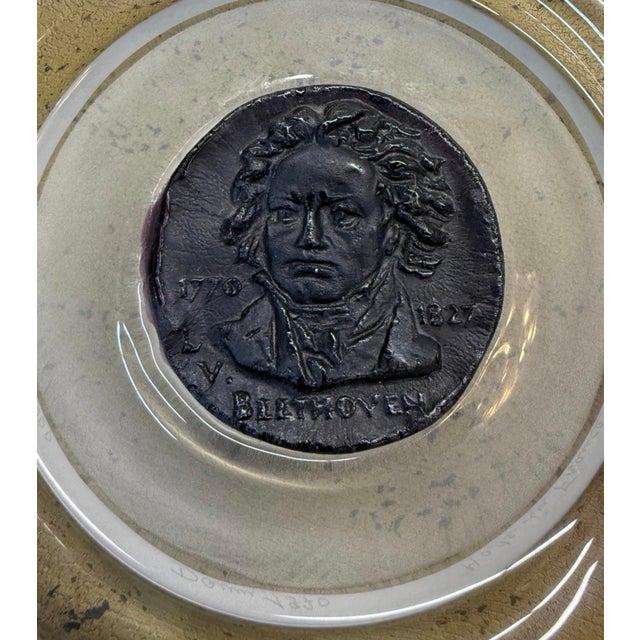 Daum Daum Art Glass Pate De Verre Grand Musicians Beethoveoven Plate 242/2000 C. 1970 For Sale - Image 4 of 8