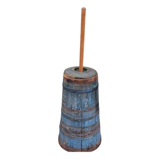 19thc Blue Painted Butter Churn From Pa For Sale