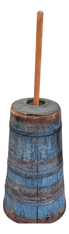19thc Blue Painted Butter Churn From Pa