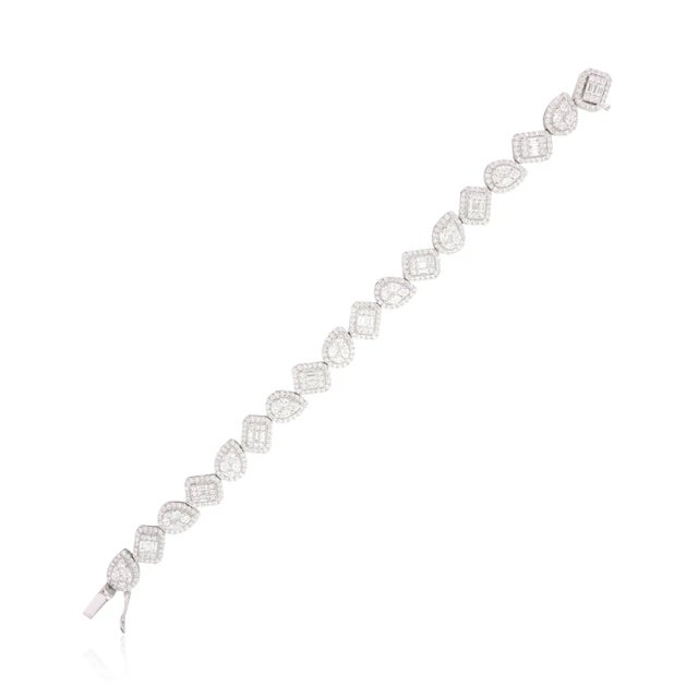 Metal 6.31 Ctw Fine Diamond Cluster Tennis Bracelet for Engagement For Sale - Image 7 of 11