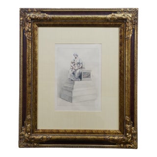 Early 20th Century Eugene Abot Paul Dubois La Charité Charity Breast Feeding Aquatint Etching 27" Reproduction For Sale