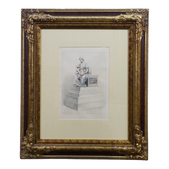 Early 20th Century Eugene Abot Paul Dubois La Charité Charity Breast Feeding Aquatint Etching 27" Reproduction For Sale