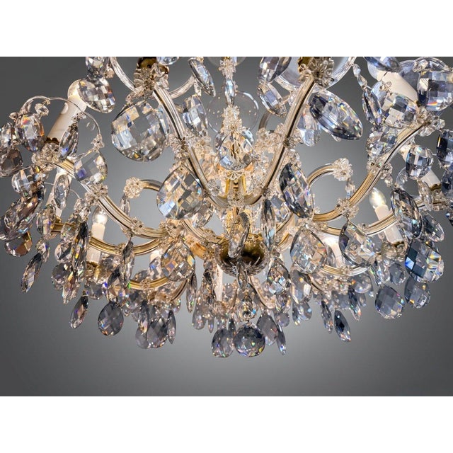Statement Marie Theresa Crystal and Brass Twelve Branch Chandelier For Sale - Image 4 of 8
