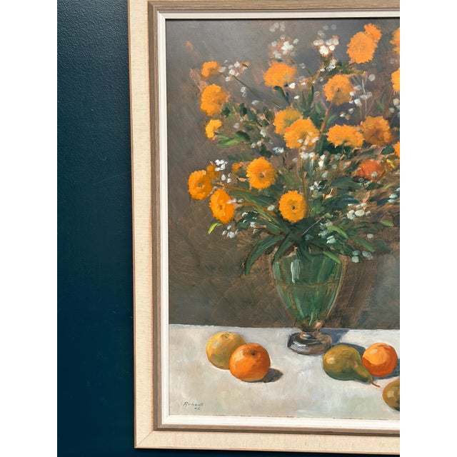 Original Swedish Oil on Panel – “Floral Still Life” by Arne Ericson – Signed & Dated 1967 – Framed – 69 × 53 cm (27.2" ×...