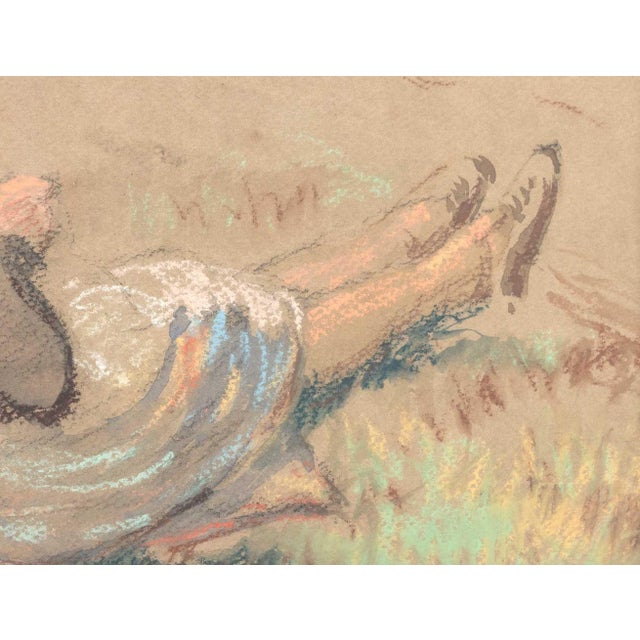 Early 20th Century Gaston Chabernaud "Peasant Girl" Pastel & Wash For Sale - Image 5 of 9