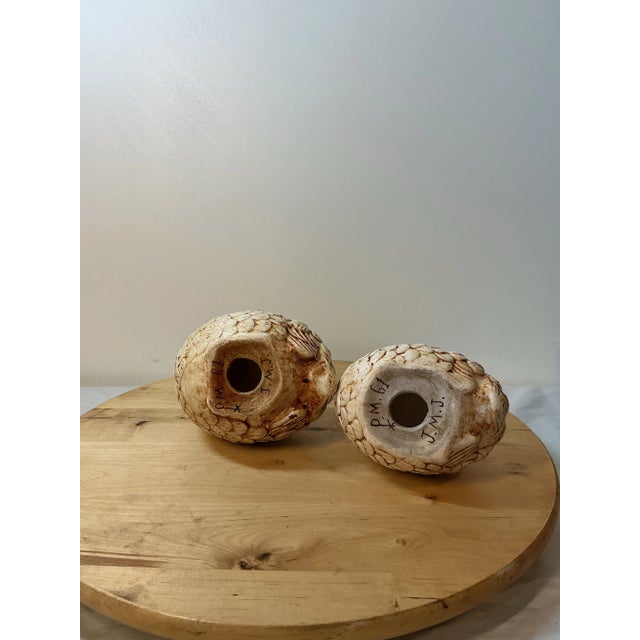 2 Vintage Handmade Ceramic Quail Hen Chick Birds MCM Figurines Artist Signed 1961 For Sale - Image 4 of 12