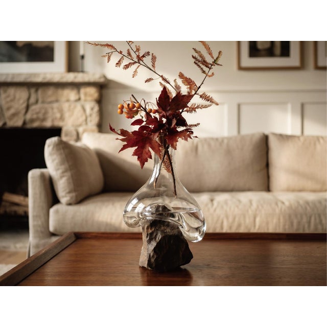 Sculptural Glass Decanter Vase With Natural Gobi Desert Stone – One of a Kind Art Glass For Sale In New York - Image 6 of 8
