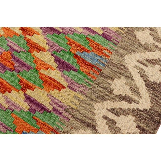 1990s Bohemian Kilim Gray Beige Hand-Woven Wool Rug For Sale - Image 5 of 9