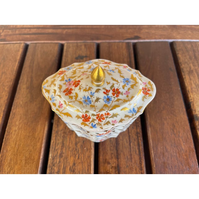 French Vintage French Limoges Porcelain Hexagon Trinket Box Sugar Bowl For Sale - Image 3 of 6