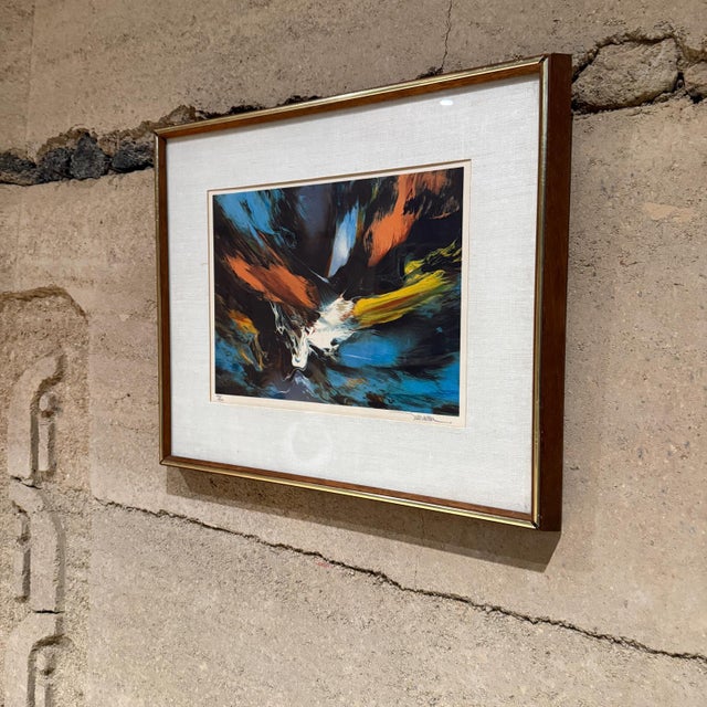 AMBIANIC presents 1980s Cosmic Forces Lithograph by Leonardo Nierman Mexico Signed pencil lower right. Inscription lower...