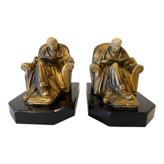 1932 Art Deco Marble and Spelter (French Bronze) Bookends Designed by John Ruhl for J. B. Hirsh & Co.- a Pair For Sale