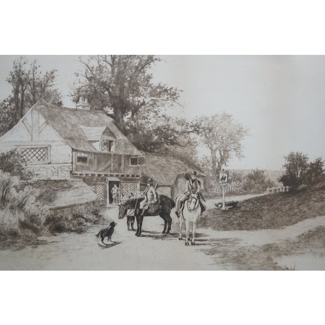 Antique Ernest C Rost Wayside Inn Horse Cottage Country Road Etching 27" For Sale - Image 10 of 12