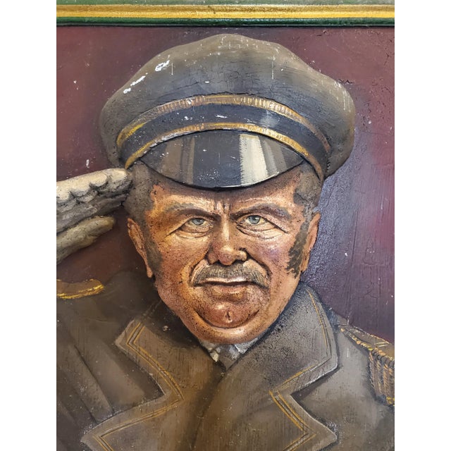 Life-Size Art Deco Movie Theater Relief Carved Polychrome Painted Wooden Usher Fiigure Wall Panel Mural Folk Art For Sale - Image 12 of 12