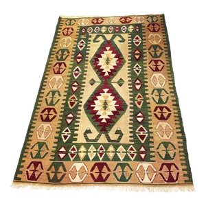 Turkish Geometric Kilim Hand Woven Rug 7'.7 by 5'.3