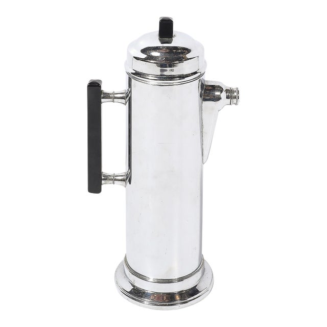 1930s Art Deco Chrome & Black Bakelite Cocktail Shaker For Sale
