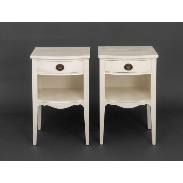 Pair of White Fine Furniture Painted Nightstands, each with single drawer above open shelf, marked "White Fine Furniture"...