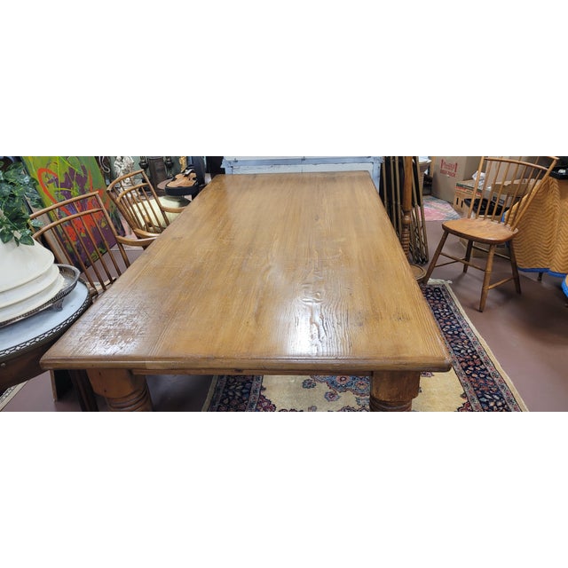 Vintage Large Farmhouse Harvest Dining Table For Sale - Image 12 of 15