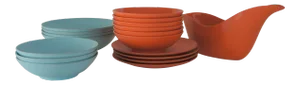 Rayalon Melamac Orange & Baby Blue Dinnerware Set - 18 Pieces