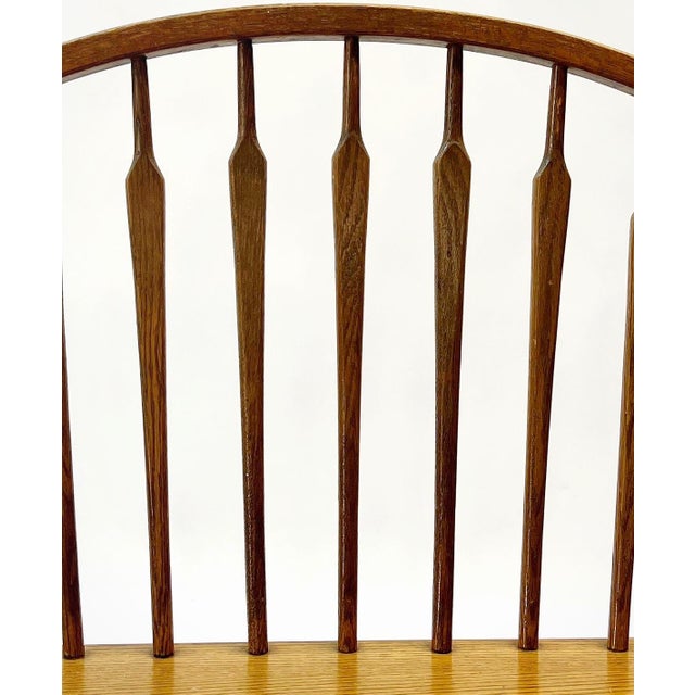 Mid Century Solid Oak Bowback Windsor Armless Bench Settee For Sale In Atlanta - Image 6 of 10