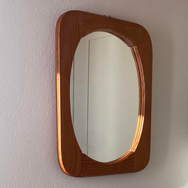 Vintage Swedish Pine Mirror, 1970s For Sale - Image 3 of 6