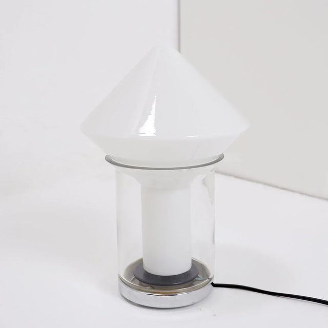 Glass Table Lamp in White Glass and Chrome from Peill & Putzler, 1970s For Sale - Image 7 of 13