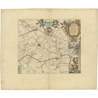 Antique Map of the Menaldumadeel Township Friesland by Halma, 1718 For Sale
