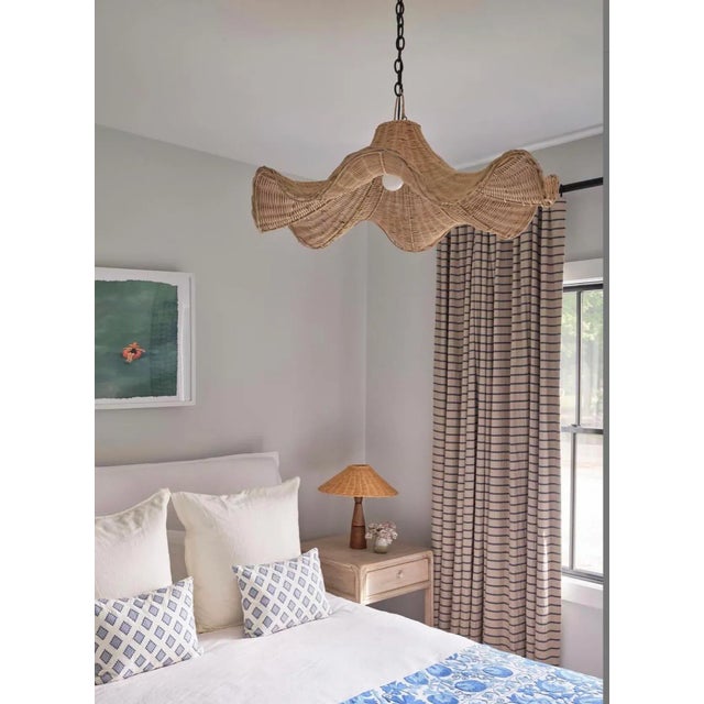 Tan Raw Rattan Skirt Pendant Light For Sale - Image 8 of 10