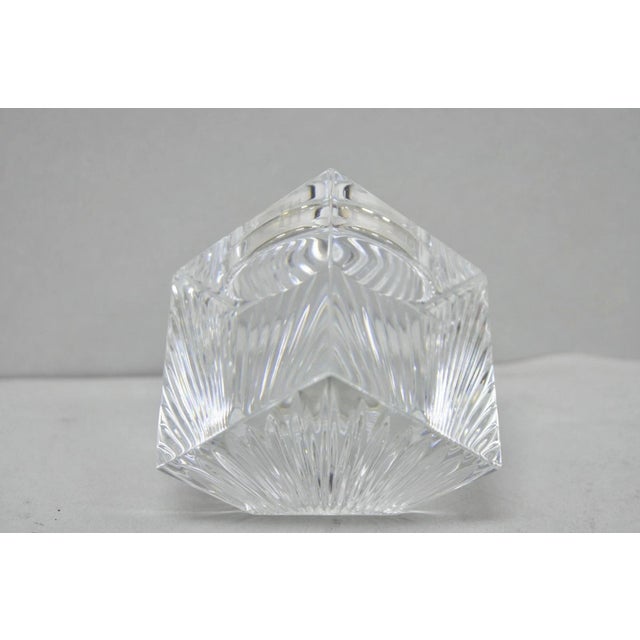 Glass Vintage Waterford Crystal Glass Diamond Shaped Meridian Small Desk Clock For Sale - Image 7 of 11