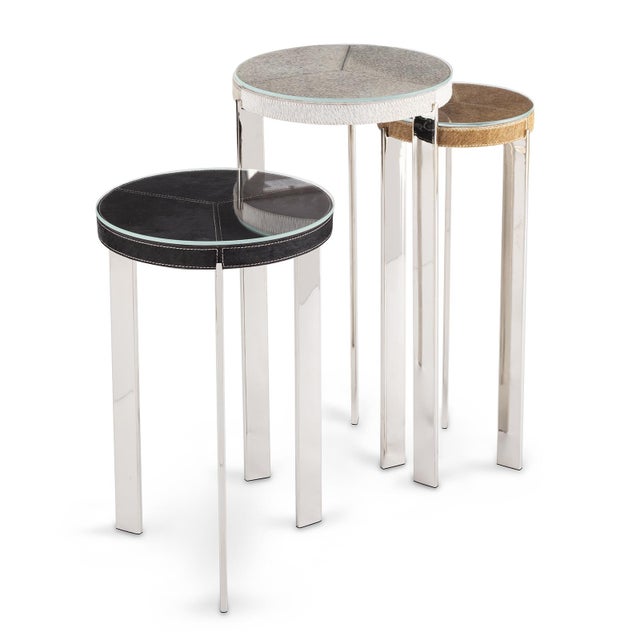 2020s Regina Andrew Andres Hair on Hide Mixer Table Set, Polished Nickel For Sale - Image 5 of 7