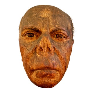 Vintage Hand Carved Hawaiian Coconut Head For Sale