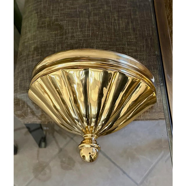 Shell Set 4 Brass Scallop Shell Uplight Wall Sconces For Sale - Image 7 of 17
