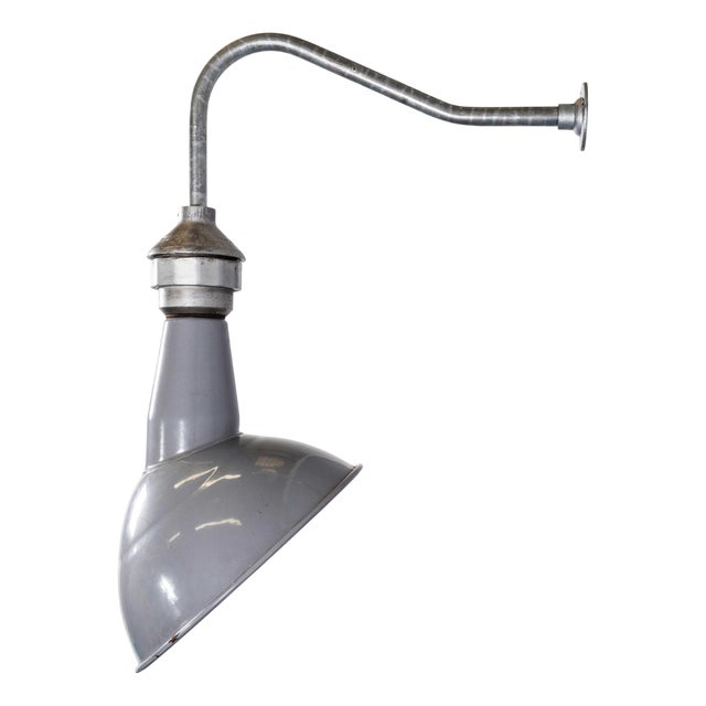 Industrial Grey Benjamin Crysteel Enamelled Parabolic Lamp, 1950s For Sale