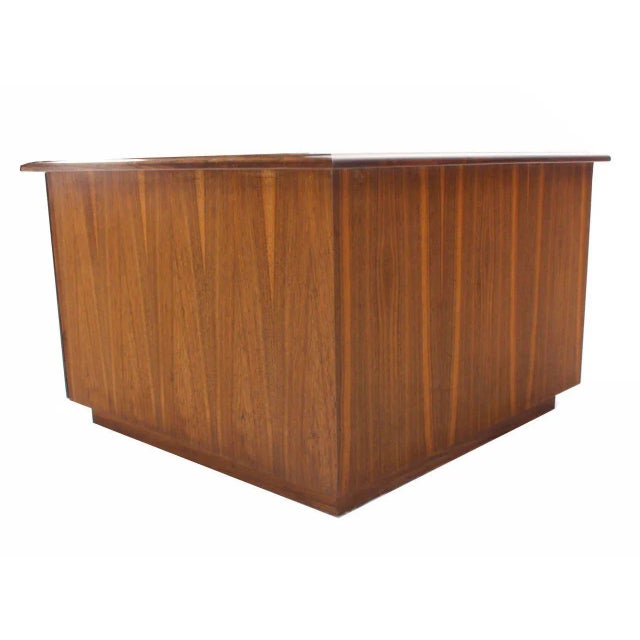 Vintage Mid Century Cube Shape Walnut End or Side Table With Cabinet For Sale - Image 6 of 9