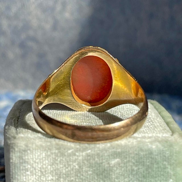 Late 19th Century Late 19th Century Victorian 15k Carnelian Shakespeare Cameo Ring, Size 11 For Sale - Image 5 of 11