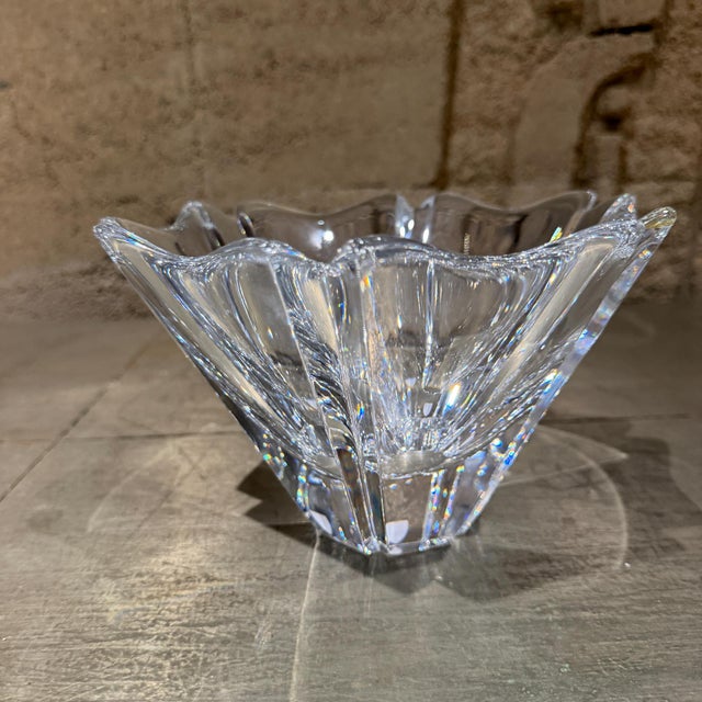 1970s Vintage Orrefors Orion Clear Crystal Art Glass Bowl Lars Hellsten,Sweden For Sale - Image 5 of 9