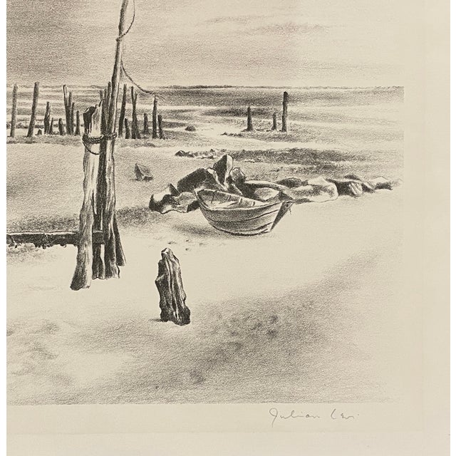 Julian Edwin Levi (1900-1982) "Low Tide" lithograph, pencil signed. Published by Associated American Artists in 1944 in an...