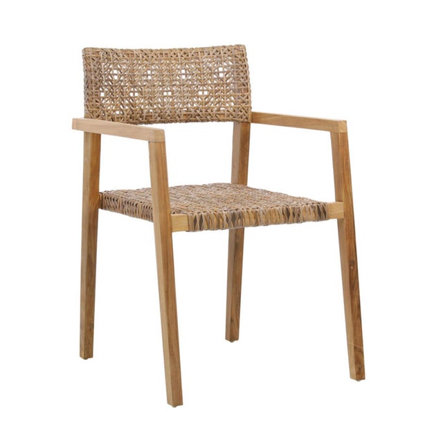 Tan Ambra Outdoor Teak & Woven Dining Chair For Sale - Image 8 of 11