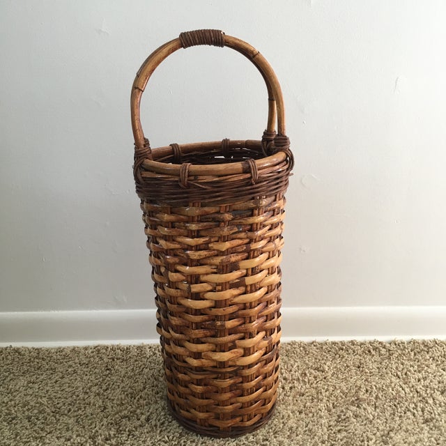 Vintage Woven Wicker Umbrella Basket Chairish