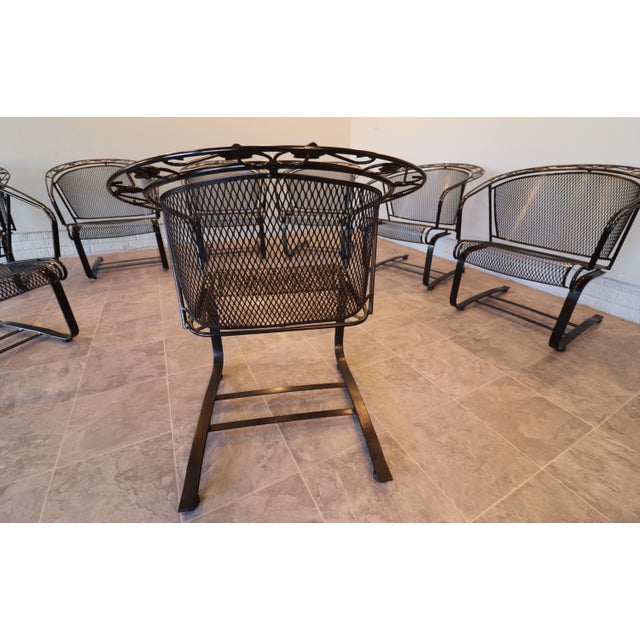 Mid 20th Century 1955–1965 Russell Woodard “Ivy Leaf” Wrought Iron Barrel Rocker Casual Chairs — Set of Eight, Attributed For Sale - Image 5 of 14
