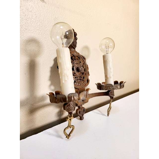 Gray 1920s Knight Sconces - a Pair For Sale - Image 8 of 11