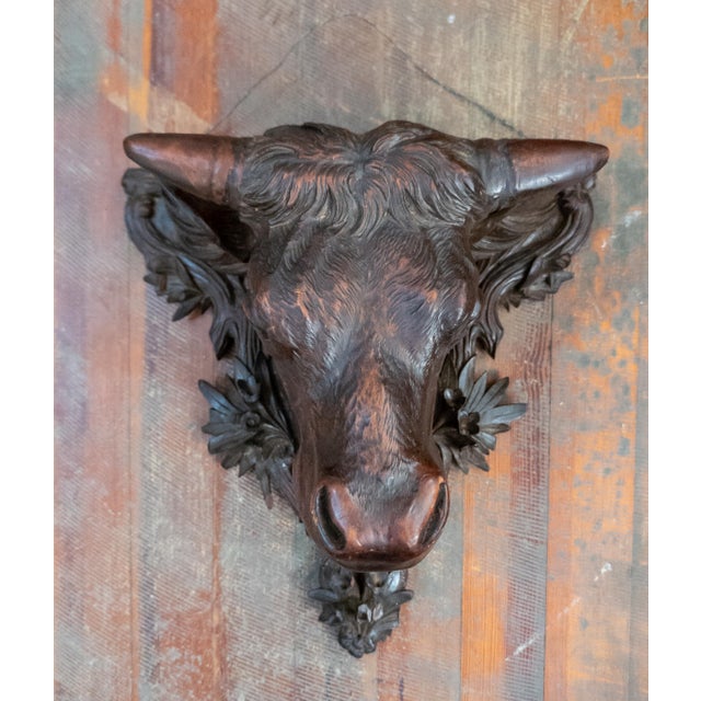 We are selling this very well carved German Black Forest Bull. This wall plaque features expertly carved and rendered...