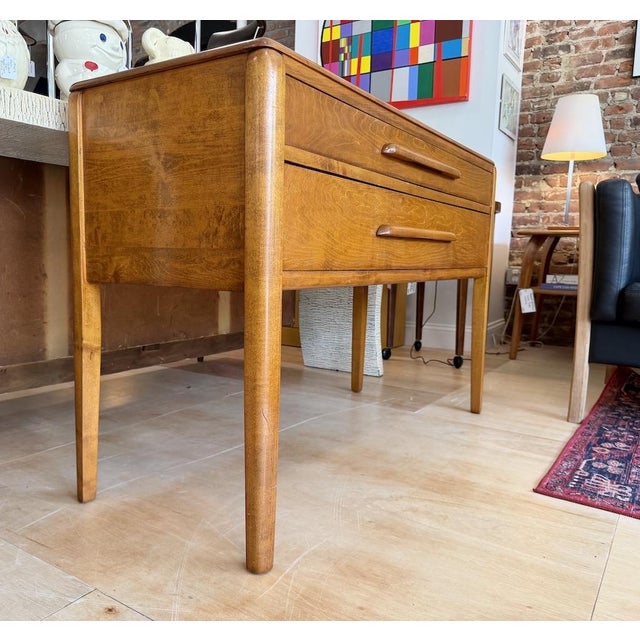 1940s Two Drawer Solid Maple Console Table For Sale - Image 4 of 13