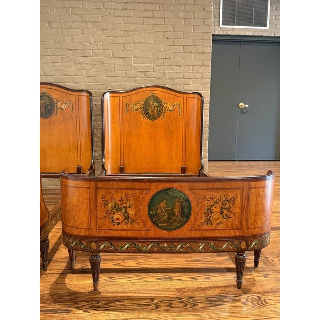 Late 19th Century Pair of Antique Louis XV Painted Wood Beds For Sale - Image 5 of 11