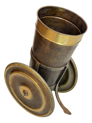 Mid-Century Modern Cannon-Shaped Copper and Brass Umbrella Stand, 1950s