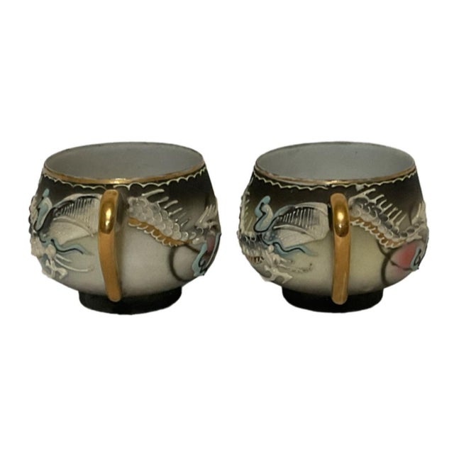 Early 20th Century Japanese Lithophane Dragonware Moriage Teacups - 12 pcs For Sale In Houston - Image 6 of 9