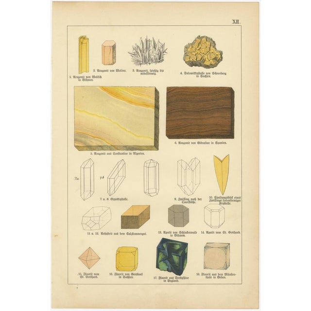 Late 19th Century Dr. Gustav Adolph Kenngott, Mineralogy Marble, Aragonite & Fluorite, 1888, Chromolithographs, Set of 3 For Sale - Image 5 of 12