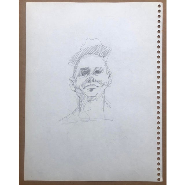 1980s portrait studies drawing by Pennsylvania artist John Reilly (1942-2021). Double sided with a portrait of a man on...