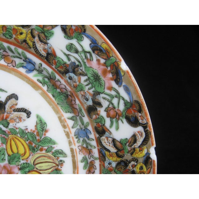 Metal Chinese Famille Rose Butterfly Plate, 1870-80 For Sale - Image 7 of 12