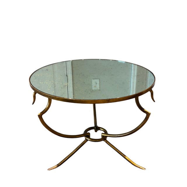 Baker Furniture Company Baker Furniture Sculptural Gilt Metal Round Antiqued Mirror Accent Table For Sale - Image 4 of 10