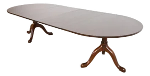 Kittinger Georgian Solid Mahogany Double Pedestal Extension Dining Table, Newly Refinished